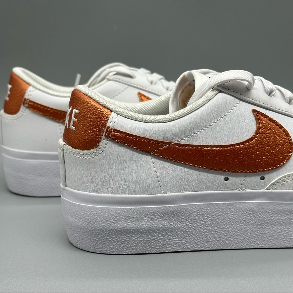 Size 9 Nike Blazer Platform Low White Metallic Copper Sneakers Women New - Picture 3 of 8